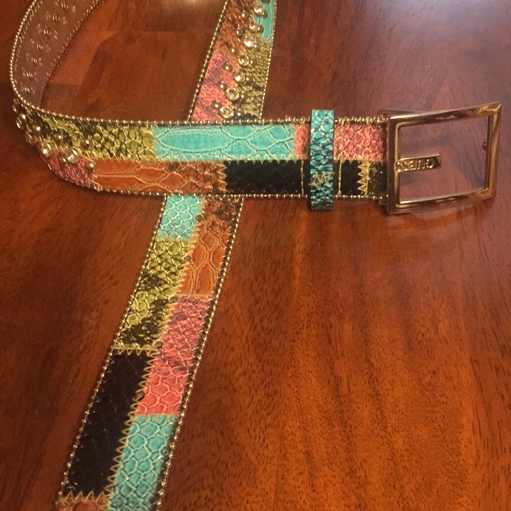 Guess Multicolored Rhinestone Belt